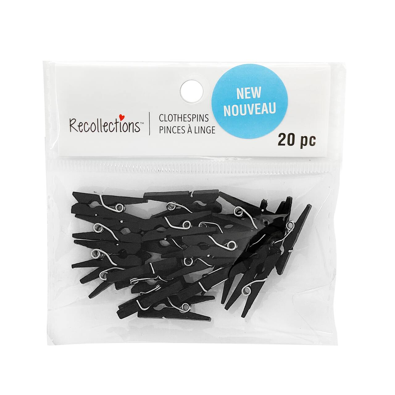 12 Packs: 20 ct. (240 total) Mini Black Clothespins by Recollections™